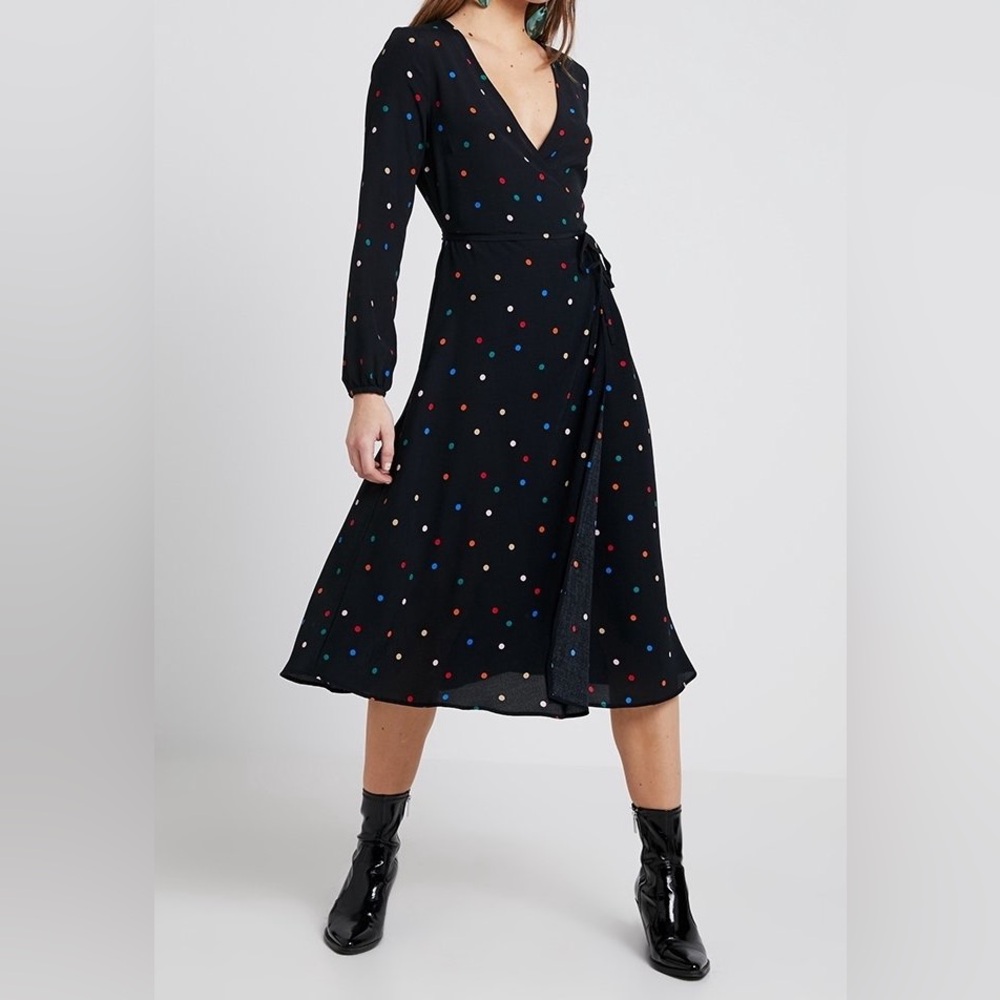 Colorful Polka Dot Wrap Dress